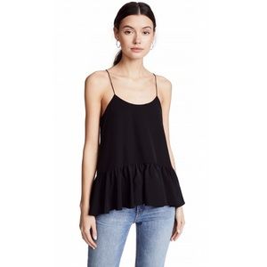 Tibi black silk ruffle camisole
